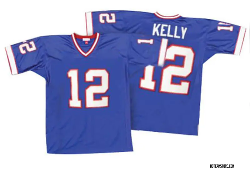 Men's Jim Kelly Buffalo Bills Mitchell And Ness 35th Anniversary Patch Throwback Jersey - Royal Blue Authentic